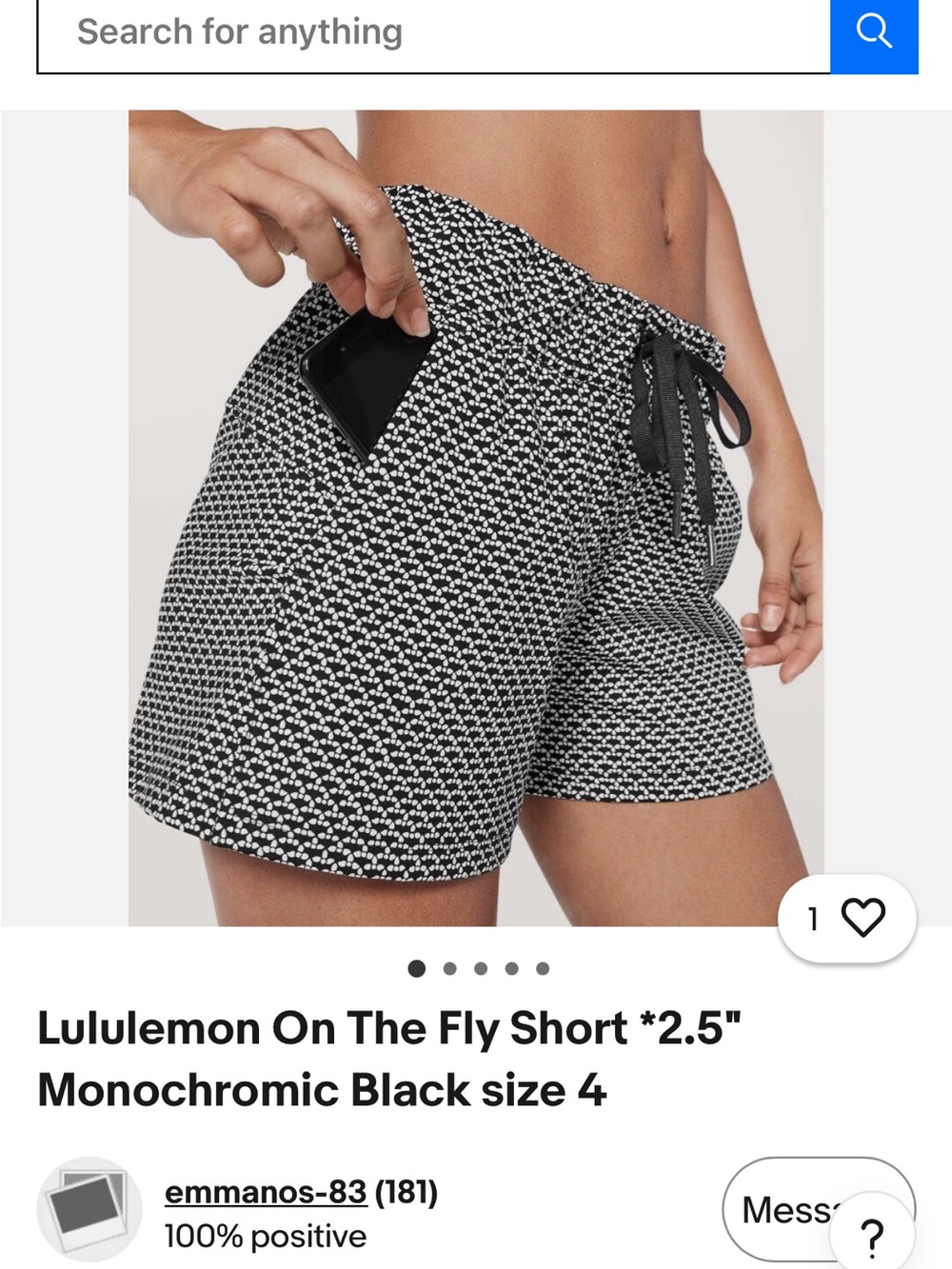 lululemon athletica On The Fly Shorts — Black and White Pattern